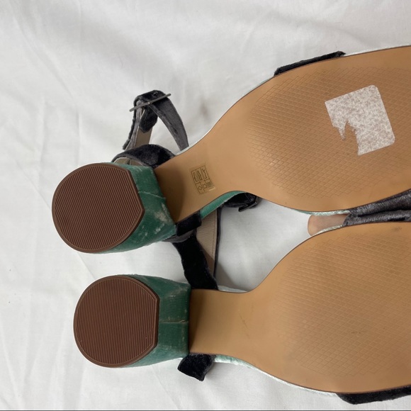 Midas Block Heel Sandals Blue Velvet Strappy - Picture 9 of 11